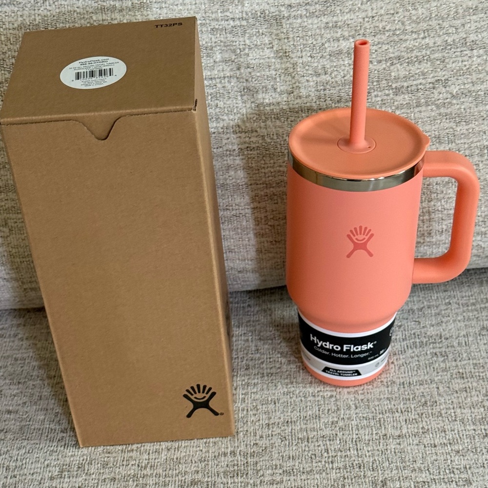 NEW w/ Box Straw Lid Hydro Flask 32 oz All Around Travel Tumbler Mug Sunglow T33 - Picture 9 of 9